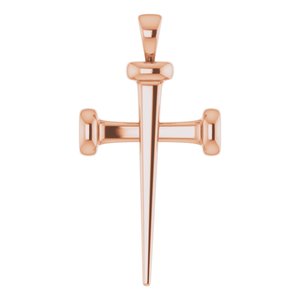 14K Rose Gold 	28x14.71 mm Nail Cross Pendant