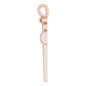 14K Rose Gold Nail Cross 24" Necklace