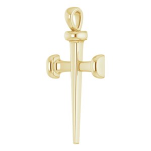 14K Yellow Gold Nail Cross 24" Necklace