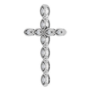 14K White Gold 1/10 CTW Natural Diamond Cross Pendant
