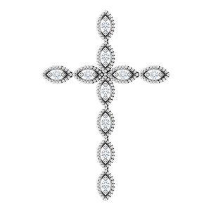 14K White Gold 1/10 CTW Natural Diamond Cross Pendant