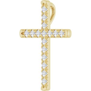 14K Yellow Gold 1/4 CTW Natural Diamond French-Set Cross Pendant