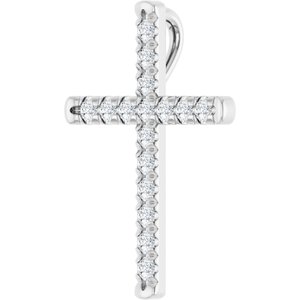 Platinum 1/4 CTW Natural Diamond French-Set Cross Pendant