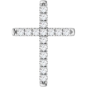 14K White Gold 1/4 CTW Natural Diamond French-Set Cross Pendant