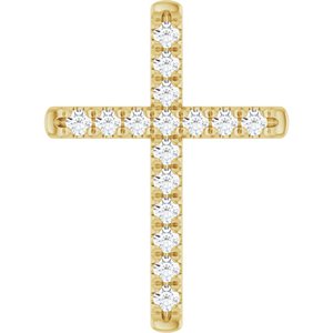 14K Yellow Gold 1/4 CTW Natural Diamond French-Set Cross Pendant