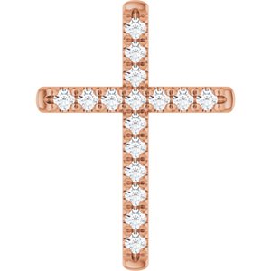 14K Rose Gold 1/4 CTW Natural Diamond French-Set Cross Pendant