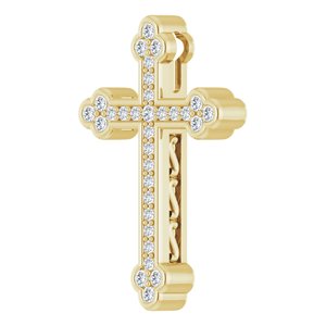 14K Yellow Gold 1 CTW Natural Diamond Cross Pendant
