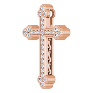 14K Rose Gold 1/2 CTW Natural Diamond Cross Pendant