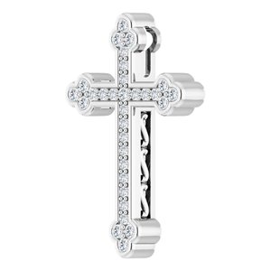 14K White Gold 1/2 CTW Natural Diamond Cross Pendant
