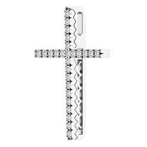 14K White Gold 1/4 CTW Natural Diamond Cross Pendant