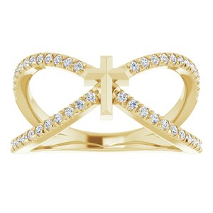 14K Yellow Gold 1/5 CTW Natural Diamond French-Set Cross Ring