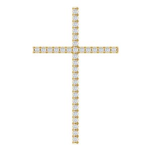 14K Yellow Gold 1 CTW Natural Diamond Cross Pendant