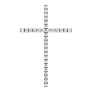 14K White Gold 1 CTW Natural Diamond Cross Pendant