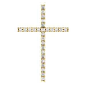 14K Yellow Gold 1/3 CTW Natural Diamond Cross Pendant