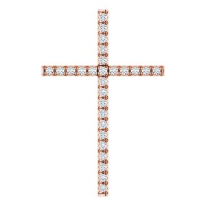 14K Rose Gold 1/4 CTW Natural Diamond Cross Pendant