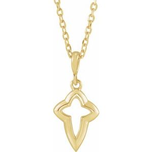 14K Yellow Gold Petite Open Cross 16-18" Necklace