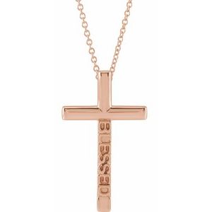 14K Rose Gold Blessed Cross 16-18" Necklace