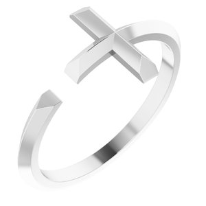 14K White Gold Negative Space Cross Ring