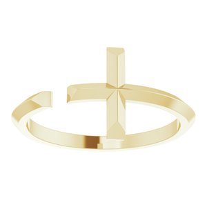 14K Yellow Gold Negative Space Cross Ring