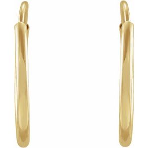 14K Yellow Gold Flexible Endless Tube 12 mm Hoop Earrings