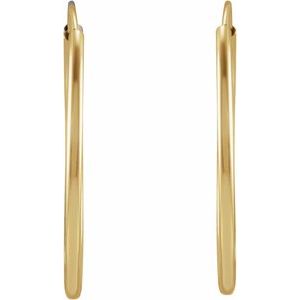 14K Yellow Gold Flexible Endless Tube 20 mm Hoop Earrings