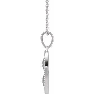 Sterling Silver .025 CTW Natural Diamond Jerusalem Cross 16-18" Necklace