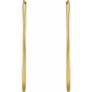 14K Yellow Gold Flexible Endless Tube 30 mm Hoop Earrings