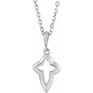 Sterling Silver Petite Open Cross 16-18" Necklace
