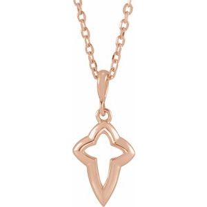14K Rose Gold Petite Open Cross 16-18" Necklace