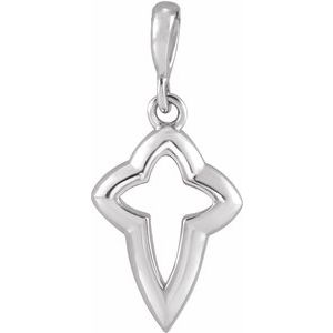 14K White Gold Petite Open Cross Pendant