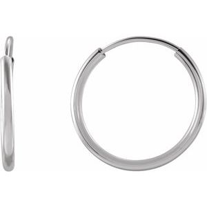 14K White Gold Flexible Endless Tube 12 mm Hoop Earrings