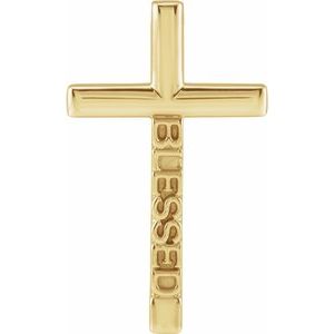 14K Yellow Gold Blessed Cross Pendant