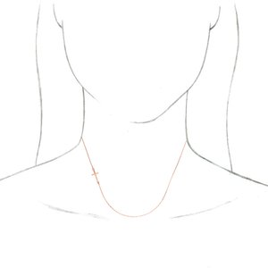 14K Rose Gold Off-Center Sideways Cross 16" Necklace