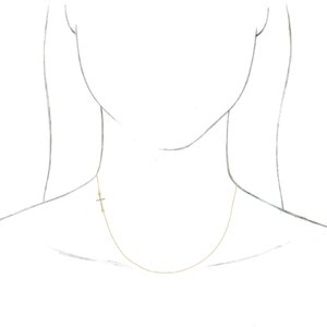14K Yellow Gold .04 CTW Natural Diamond Off-Center Sideways Cross 16" Necklace