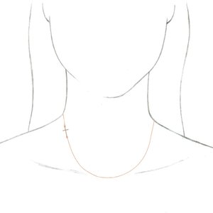 14K Rose Gold .04 CTW Natural Diamond Off-Center Sideways Cross 16" Necklace