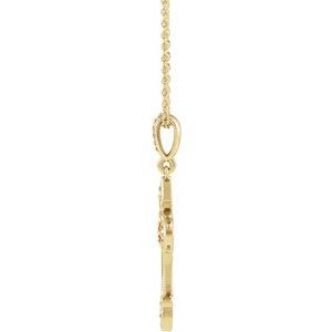 14K Yellow Gold Natural Citrine & .06 CTW Natural Diamond Cross 16-18" Necklace