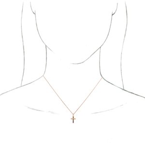 14K Rose Gold Natural Multi-Gemstone Cross 16-18" Necklace
