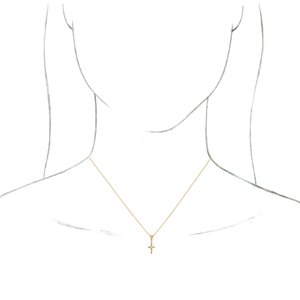 14K Yellow Gold .03 CTW Natural Diamond Petite Vintage-Inspired 16-18" Cross Necklace