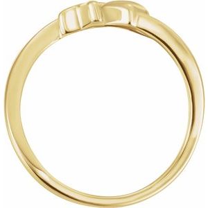 14K Yellow Gold Cross & Heart Chastity Ring