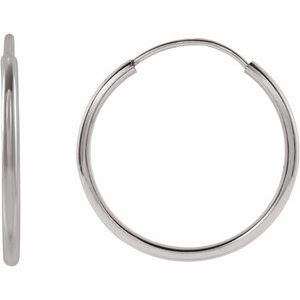 14K White Gold Flexible Endless Tube 15 mm Hoop Earrings