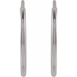 14K White Gold Flexible Endless Tube 15 mm Hoop Earrings