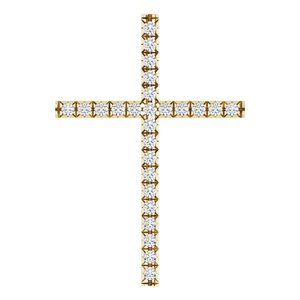 14K Yellow Gold 1/4 CTW Natural Diamond Cross Pendant
