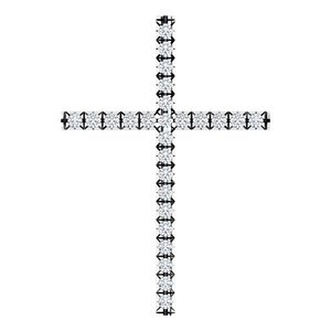 14K White Gold 1/4 CTW Natural Diamond Cross Pendant