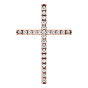 14K Rose Gold 1/4 CTW Natural Diamond Cross Pendant