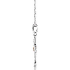 Platinum Natural Citrine & .06 CTW Natural Diamond Cross 16-18" Necklace