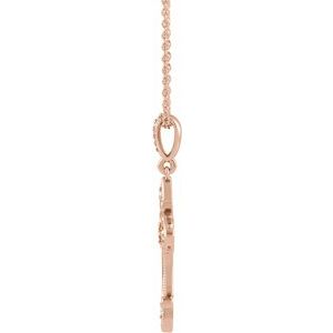 14K Rose Gold Natural Citrine & .06 CTW Natural Diamond Cross 16-18" Necklace