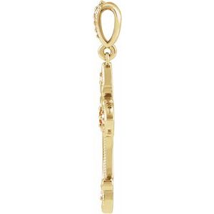 14K Yellow Gold Natural Citrine & .06 CTW Natural Diamond Cross Pendant