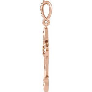 14K Rose Gold Natural Citrine & .06 CTW Natural Diamond Cross Pendant