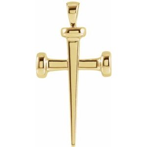 14K Yellow Gold 	28x14.71 mm Nail Cross Pendant