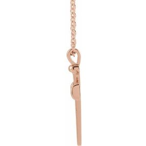 14K Rose Gold Nail Cross 24" Necklace
